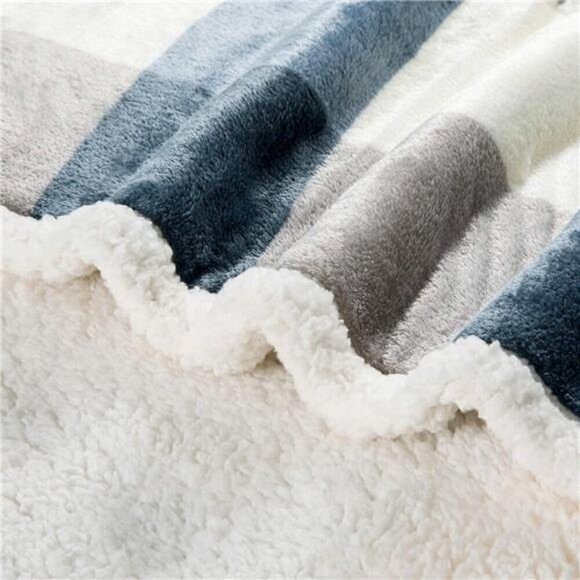 Sherpa Fleece Throw Blanket 60" x 80" Reversible Plush Fluffy Large Big Blanket - Picture 3 of 7